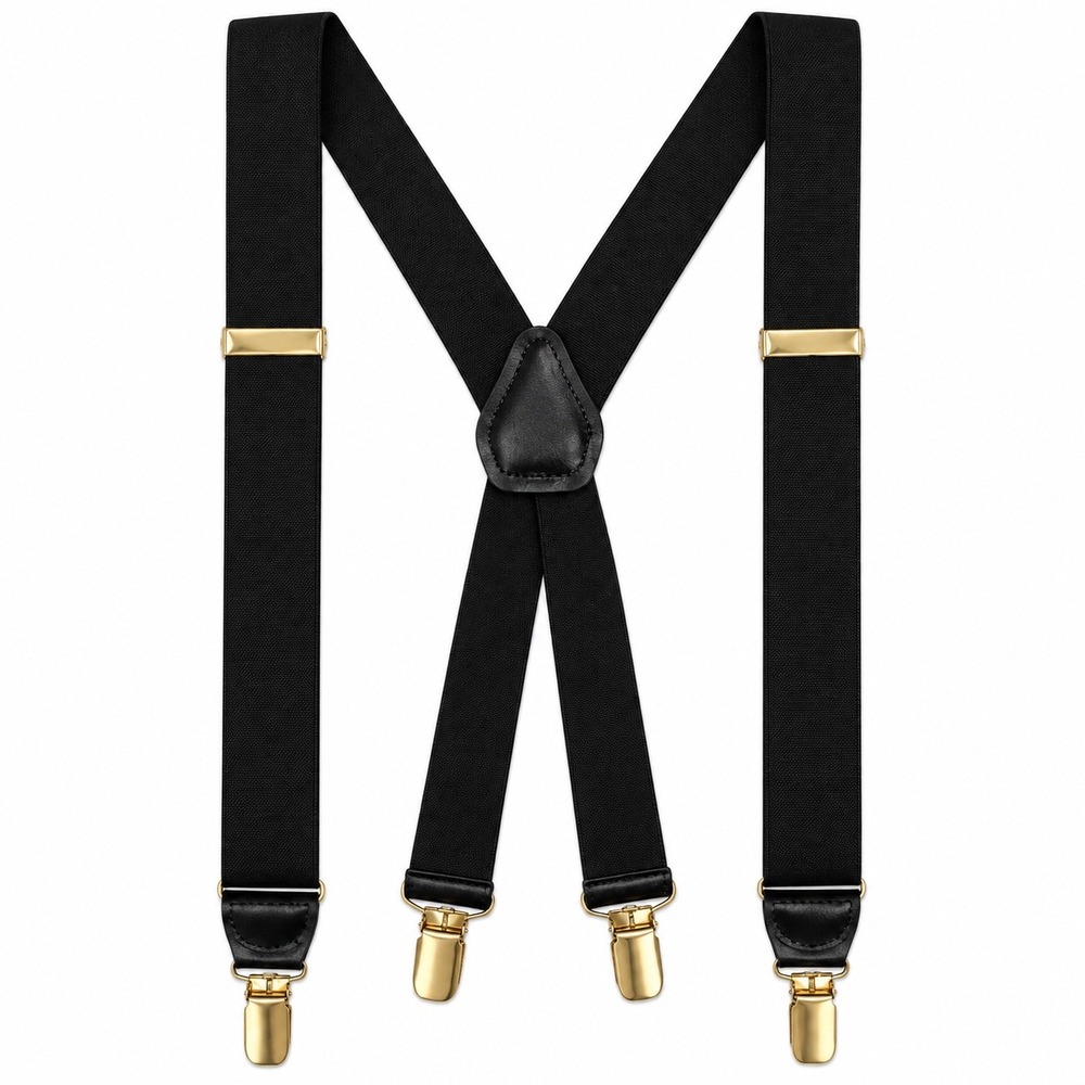 Vintage Black Suspenders Brass Hardware Made in Germany